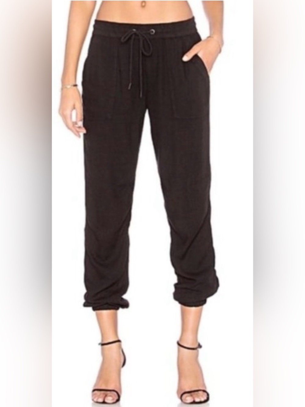 SANCTUARY Women’s Black Drawstring Linen Blend Joggers - XS